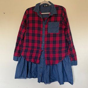 DO+BE Red Plaid and Denim Dress